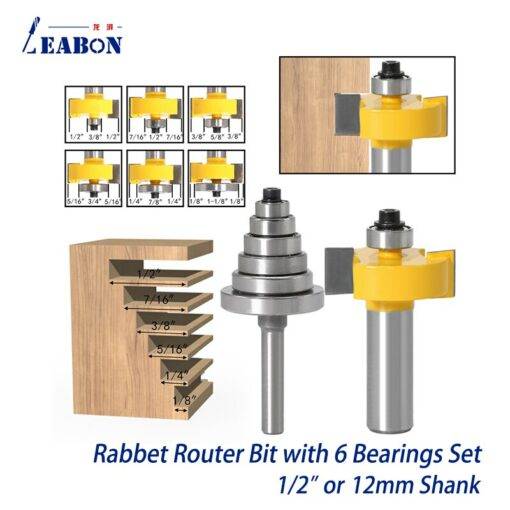 1-2-12mm-Shank-Rabbet-Router-Bit-with-6-Bearings-Set